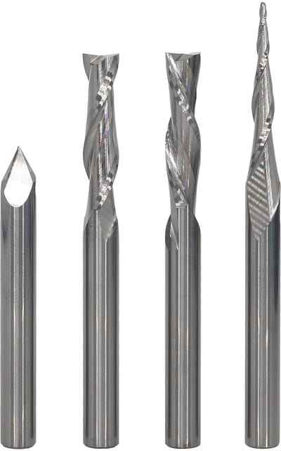 Freesset 4 stuks 6 mm schacht Spiraalfrees CNC-frees voor houtgravure