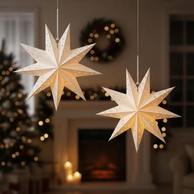 Solidchoice - Dailygoody - Papieren sterrenlantaarns - Feestelijke decoratie - 45 cm - Bruiloft en feest - Wit - Perfect voor binnen en buiten