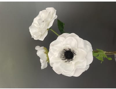 Anemoon - 3 bloemen - wit - zijden bloemen - 3 stelen - onderhoudsvrij - 52 cm - kunstbloemen