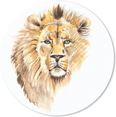 Muismat rond 20x20 cm - Mousepad Illustratie - Leeuw - Bruin - Ronde muismatten