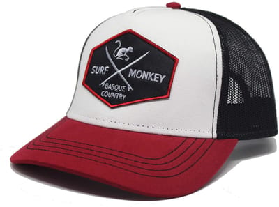 Surf Monkey - Trucker Cap - 5 Panel - One Size - Snapback - Roodzwart