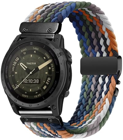 By Qubix - Geschikt voor Garmin bandje - 26mm Quickfit - Braided nylon band met parachute sluiting - Multicolor Dark - Geschikt voor Garmin Quatix 8 - 51mm