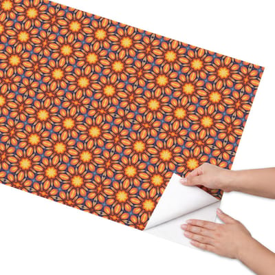 Coloray Meubel Wrap Folie - Oranje Meubelfolie - 65x130 cm - Meubel Wrap Folie De energie van bloemen - Plakfolie Meubels - Abstract Meubelfolie - Decoratiefolie Zelfklevend - Slaapkamer decoratie - Abstractie