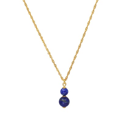 ARLIZI 2440 Ketting blauw lapis lazuli kralen hanger - verguld - 46 cm