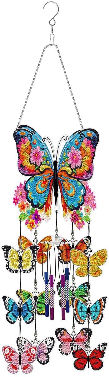longziming -Diamond Painting Hanger DIY – Windgong – Zonnevanger Windspel van Acryl met Diamantsteentjes – Creatieve Raam- en Woondecoratie Cadeau - Raamhanger Vlinder