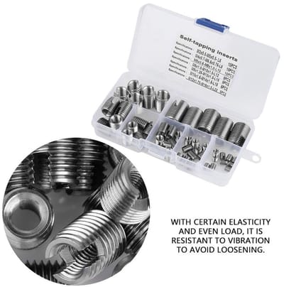 Dailygoods- Sneldraadinzetstuk 50 Stuks - Roestvrij Stalen Zelftappende Draadinzetstukken - Draadversteviging - Reparatietool - M3-M12 - Opbergkoffer - Draadinzetstuk