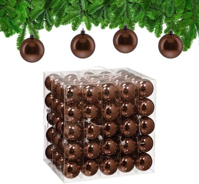 kerstballen set van 100 - Ø 6 cm - glanzend - kunststof - bruin