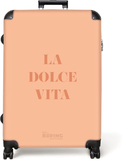 NoBoringSuitcases.com® - Koffer groot - Reiskoffer lichtgewicht - De quote 'la dolce vita' in pastel kleuren - Rolkoffer met 4 wielen - Grote trolley XL - 98 liter bagage