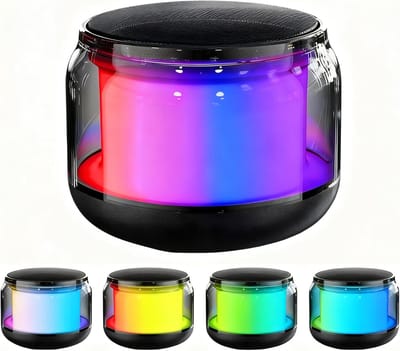 carmdering - Bluetooth Speaker - Draadloze Luidspreker - Mini Speaker - Draagbare Mini Bluetooth Speaker- Bluetooth 5.0 Connectie - 360° Stereo Pairing - Duurzaam Plastic - Kleurrijke Verlichting - Lange Speelduur Voor Reizen - 1 Stuk