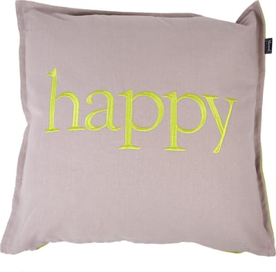 In The Mood Happy - Sierkussen - 50x50 cm - Kiezel/Lime