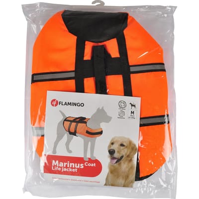Hondenzwemvest – reddingsvest hond – honden zwemvest M – Flamingo zwemvest Marinus – fluo oranje