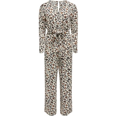 Only Broek Onlpauline S/s Wrap Jumpsuit Cs Jrs 15307419 Silver Birch Dames Panterprint Maat - M
