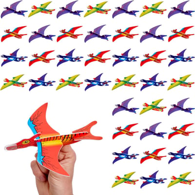 The Twiddlers – 48 dinosaurus zweefvliegtuigen - 4 verschillende schuimvliegtuigontwerpen - ideaal binnenspeelgoed voor kinderen voor urenlang spelen en vermaak