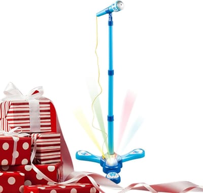 Kinder Microfoon - Speelgoed Microfoon - Zingen en Optreden - Verstelbare Standaard - 34.5 cm Hoogte - Blauw