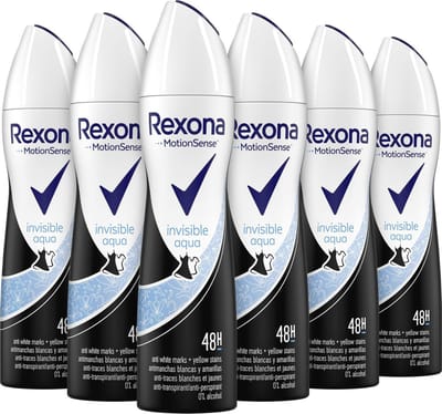 Rexona Invisible Aqua Deodorant - 6 x 150 ml - Voordeelverpakking