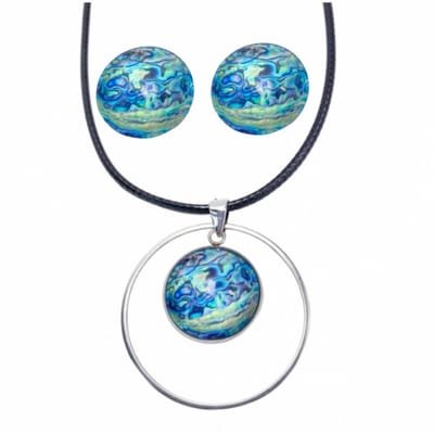 2-Delige set ketting en clip oorbellen Ocean - Charme Bijoux