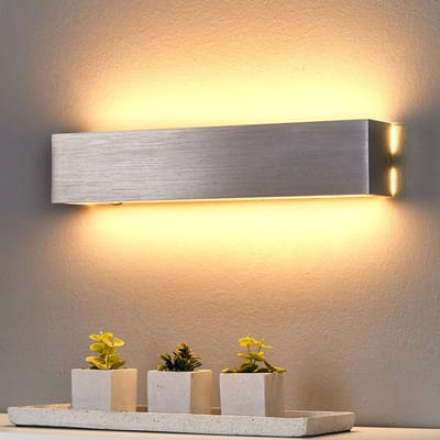 Lindby LED wandlamp Ranik, 40 cm, aluminiumkleurig, metaal