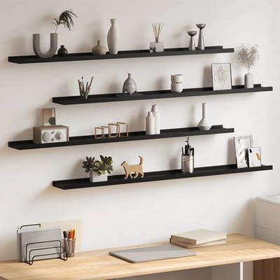 vidaXL - Wandschappen - 4 - st - 115x9x3 - cm - zwart