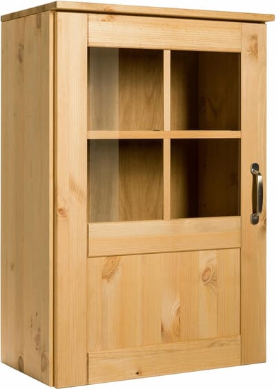 Alby Wandvitrine met 1 Deur - Wit Gelakt Massief Grenen Natuur