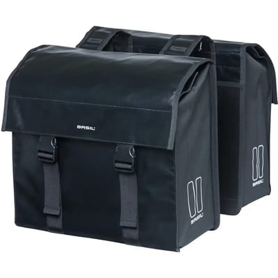 Basil Urban Load dubbele fietstas, 48-53L, zwart - regenbestendig - reflectiedetails