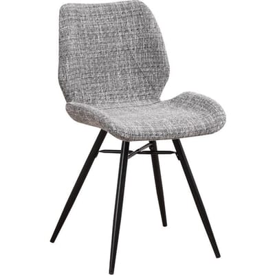 Dimehouse Beau Eetkamerstoel Grijs Chenille Stof - Zonder Armleuningen - Chenille - Modern