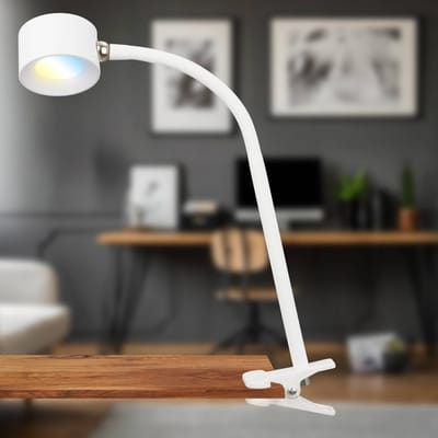 BRILONER TARI - Oplaadbaar Klemlamp - bureaulamp wit - draaibaar leeslampje - dimbaar - snoerloos - voor binnen en buiten IP44