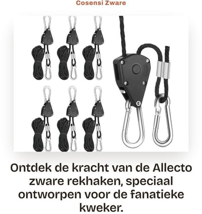 Dailygoods - Zware Rekhaken - Verstelbare Touwhaken - Tot 68 kg Draagvermogen - 1/8" Formaat - Ideaal voor Kweekplanten - Perfect voor Lichtkamers