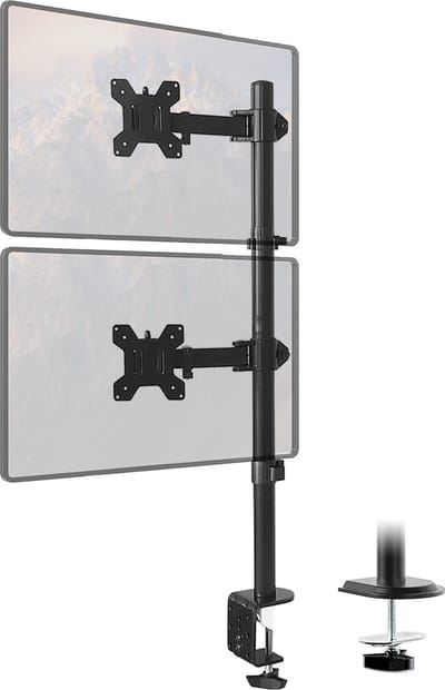 Maclean - Monitorbeugel / Monitorsteun voor 2 scherm - max VESA 100x100, 13-27", 9kg, MC-967 - kant en hoogte aanpasen