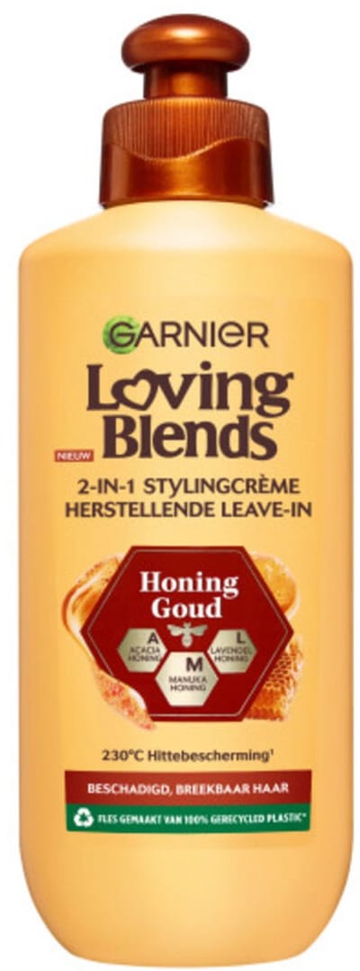 Garnier Loving Blends Honing Goud Leave-In Crème - Herstel en anti-frizz - Voor beschadigd, breekbaar haar - 200ml