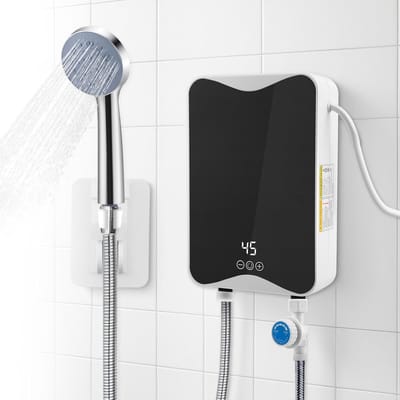 Elektrische Doorstroomboiler 5500W 230V – Mini Boiler met LED Temperatuurdisplay (30-55°C) – IPX4 Waterdicht – Voor Douche, Badkamer en Keuken