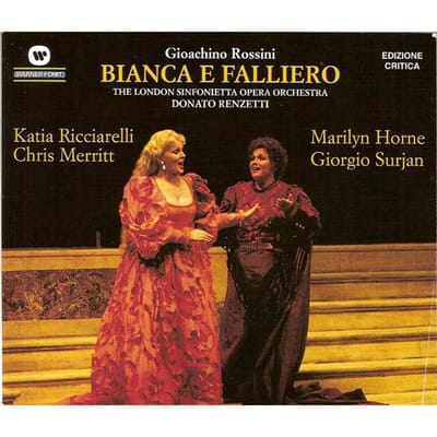 CD MERRIT, HORNE; RICCIARELLI - Rossini: Bianca a Falliero  0927432992 Warner Fonit 2002 Italië Klassiek Gebruikt brown