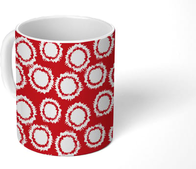 Mok - Koffiemok - Stippen - Rood - Patroon - Mokken - 350 ML - Beker - Koffiemokken - Theemok
