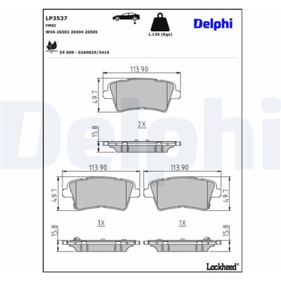 Remblokset DELPHI LP3537, achter