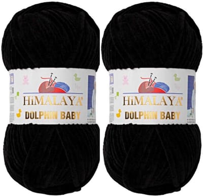 Himalaya Dolphin Baby -(2 stuks)-80311 Zwart - Dolfijn Breien Gehaakte Garen 100g - Super Zachte Omvangrijk Dikke Pluche Fluwelen Bella Chenille Wol Kind Deken Amigurumi