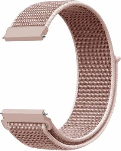 By Qubix - Geschikt voor Garmin bandje - Geschikt voor Garmin Vivomove 3 / HR / Luxe / Sport / Style / Trend - Sport Loop nylon bandje - Zacht roze - Smartwatch bandje 20mm
