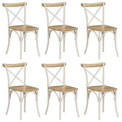 vidaXL - Kruisstoelen - 6 - st - massief - mangohout - wit