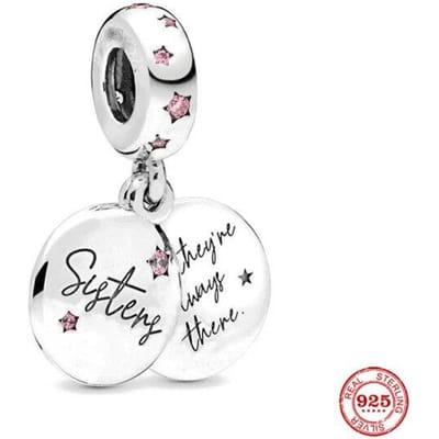 Nieuwe Originele Zilverkleurige Zus Dangle Diy Bedel Past Europese Mode Bedelarmband Armbanden Diy Sieraden P351 white