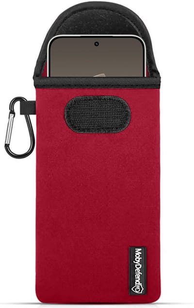 MobyDefend Hoesje - Geschikt voor Xiaomi 15T - Neopreen Pouch Met Karabijnhaak - Insteek - Riemlus - Rood