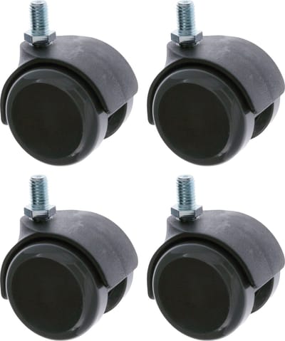AMIG Meubelwiel - zwenkwiel met PU loopvlak - 4x - D50mm - M8 schroefbevestiging - 50kg - zwart