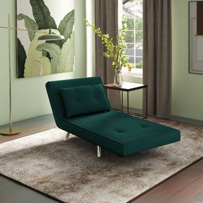 MODFU - Slaapstoel - 3-In-1 Met Verstelbare Rugleuning - Voor Logeerkamer - Polyester - Donkergroen - 77 X 88 X 83 Cm