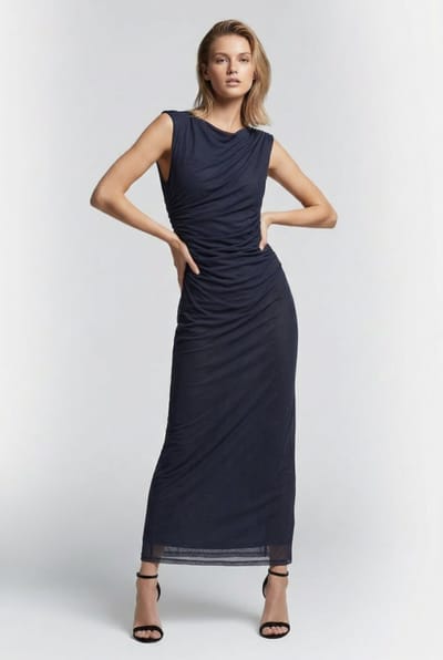 & Other Stories Thora Mesh Dress Blue Size: XS | Midi Dresses Outlet | Dames | Blauw