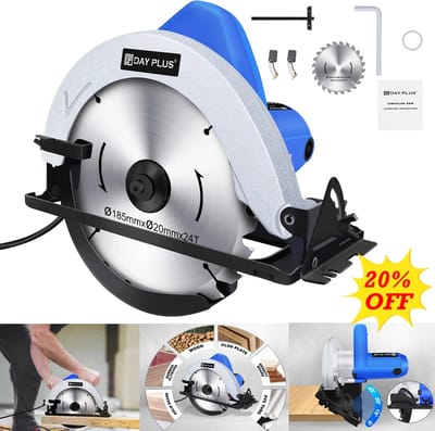 Cirkelzaag - Mini Cirkelzaag - Ronde Zaag - Draai Zaag - 1500W - 5000Rpm - 230V - Blauw - Met Accessoires - 180Mm - 55mm
