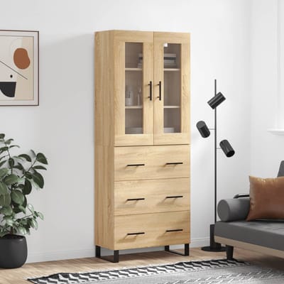 vidaXL - Hoge - kast - 69,5x34x180 - cm - bewerkt - hout - sonoma - eikenkleurig