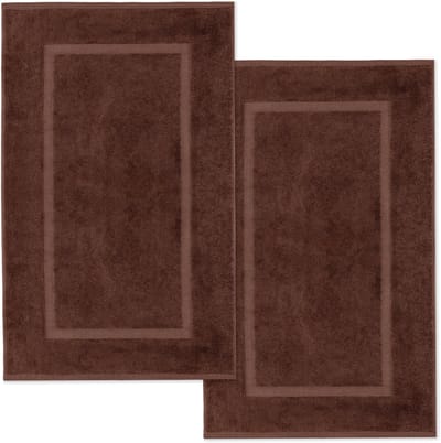 Lavea® Set van 2 badmatten 50x80 cm, zacht en absorberend – 100% katoen, wasbare badkamermatten – ideaal als douche- of badmat – Koffiebruin