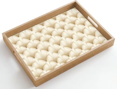 Dienblad hout 50x35 cm - Schootdienblad - Waaier - Motief - Goud - Borrelplank rechthoek - Plateau dienbladen
