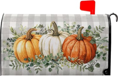 Magnetische Herfst Brievenbushoes met Pompoen en Eucalyptus Blad Decoratie