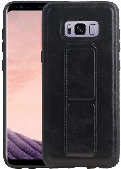 Grip Stand Hardcase Backcover - Telefoonhoesje - Achterkant Hoesje - Geschikt voor Samsung Galaxy S8 Plus - Zwart