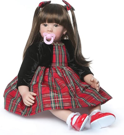 Peuterpop - Babypop Meisje - Spelen en Leren - Zacht Stoffen Lichaam - 60 cm - Blauw