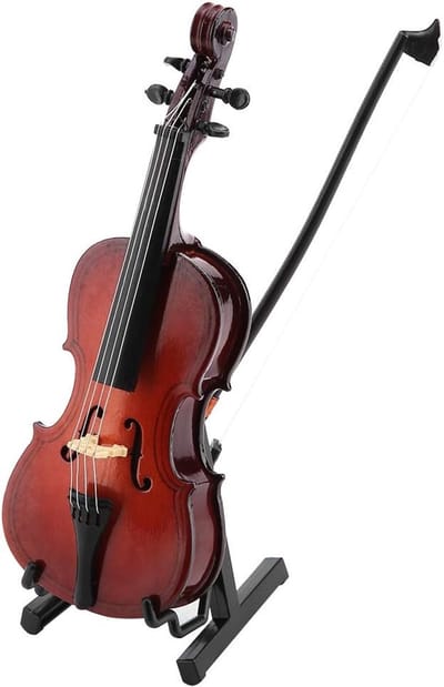 Miniatuur cello replica van hout, 5.5 inch model voor muziekliefhebbers, decoratieve ornamenten en cadeau-ideeën voor op bureau of plank