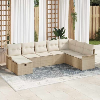vidaXL - Tuinbank - Set - 8 - st - Beige - en - Crème - poly - rattan
